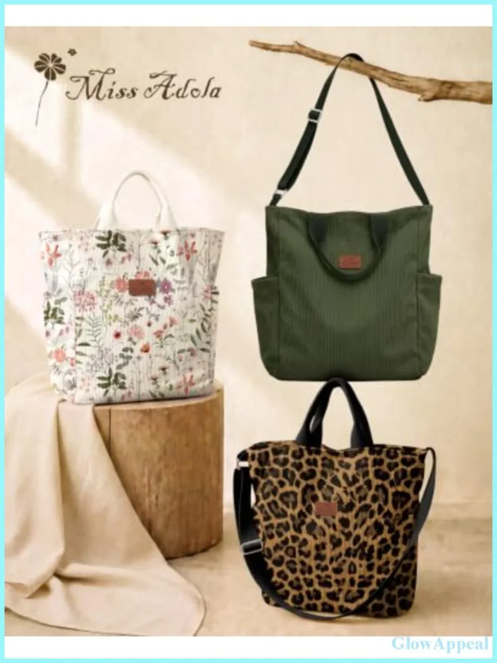 Corduroy Crossbody Tote Bag with Zipper, Adjustable Strap, Roomy Daily Tote